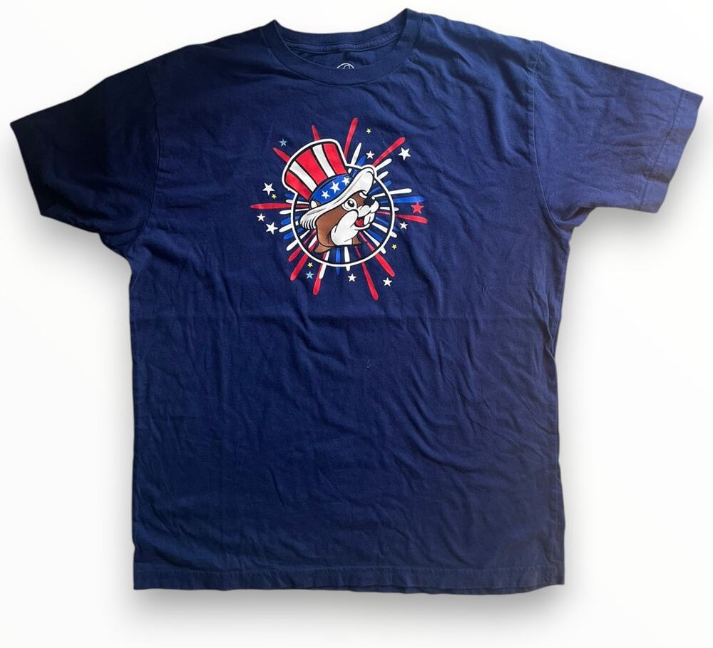 Buc-ees 4th of July Graphic Tee Shirt | Size M | Blue | 100% Cotton | EUC